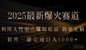 2025最新爆火赛道，利用人生弱点赚取收益，全程一键批量制作，小白轻松…-柯南聊项目