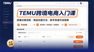 TEMU跨境电商入门课，店铺注册流程，商品创建方法，新手快速开店指南-柯南聊项目