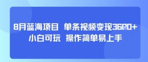8月AI蓝海项目，单条视频变现1k+ 小白可玩 操作简单易上手-柯南聊项目