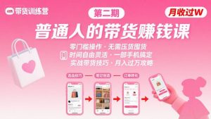 小红书带货第二期训练营，普通人月收过W的带货课，时间自由，零门槛无压货，一部手机即可操作-柯南聊项目