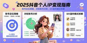 2025抖音个人IP变现指南,账号定位策略,对标账号分析,8大盈利模式拆解-柯南聊项目