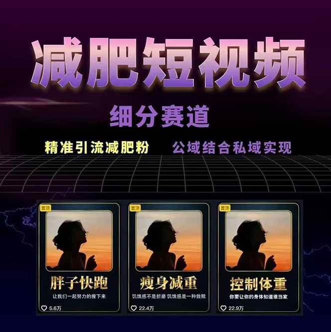 图片[2]-减肥短视频运营实战课：含素材制作、剪映教学，讲精准引流、变现设计与内容模板技巧-柯南聊项目
