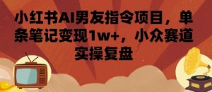 小红书AI男友指令项目，单条笔记变现1w+，小众赛道实操复盘-柯南聊项目