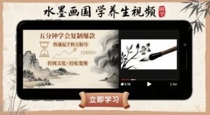 水墨画国学养生视频，五分钟学会复制爆款，快速起千粉万粉号-柯南聊项目