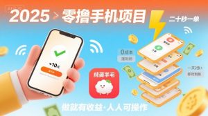 2025年零撸手机项目，二十秒一单，纯薅羊毛 一天2张+做就有-柯南聊项目