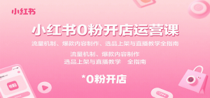 小红书0粉开店运营课：流量机制、爆款内容制作、选品上架与直播教学全指南-柯南聊项目