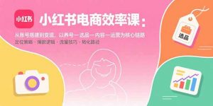 小红书电商效率课：从账号搭建到变现，以养号-选品-内容-运营为核心链路-柯南聊项目