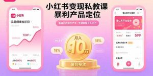 小红书变现私教课，暴利产品定位，高转化内容生产术，快速实现月入10万-柯南聊项目
