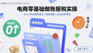 电商零基础做账报税实操快速上手，从0-1学会套账建立，做账准备，企业税务申报-柯南聊项目