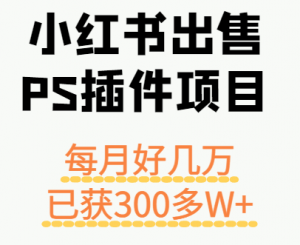 小红书出售PS插件项目，每月都收入好几万，长期操作已获利300多W+-柯南聊项目