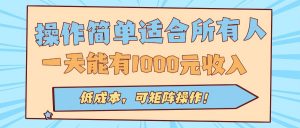 操作简单适合所有人全自动挂机项目，一天能有1000元收入，低成本，可矩…-柯南聊项目