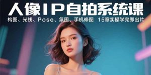 人像IP自拍系统课：构图、光线、Pose、氛围、手机修图 15章实操学完即出片-柯南聊项目