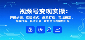 视频号变现实操，含开通步骤、变现模式、爆款打造、私域积累、IP打造及流量提升等-柯南聊项目
