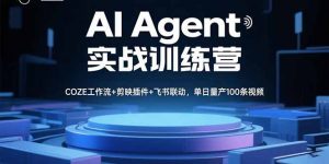 AI Agent实战训练营，COZE工作流+剪映插件+飞书联动，单日量产100条视频-柯南聊项目