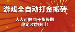 游戏全自动打金搬砖，日入千元，人人可做，纯干货，长期稳定收益项目！-柯南聊项目