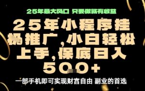 微信小程序挂G推广，解放双手，保底日入5张【揭秘】-柯南聊项目