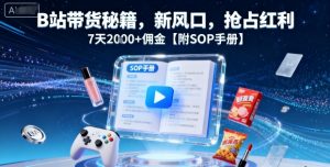 B站带货秘籍,新风口,抢占红利,7天2k+佣金【附SOP手册】-柯南聊项目