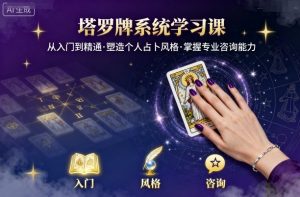 塔罗牌系统学习课，助你从入门到精通，塑造个人占卜风格，掌握专业咨询能力-柯南聊项目
