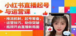 小红书直播起号与运营课：推流机制，起号筹备，运营技巧，助你突破瓶颈开启直播新局面-柯南聊项目