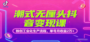 潮式无厘头抖音变现课，独创工业化生产流程，单号月收益2万+-柯南聊项目