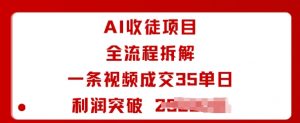 AI收徒项目全流程拆解一条视频成交35单日利润突破1k+-柯南聊项目