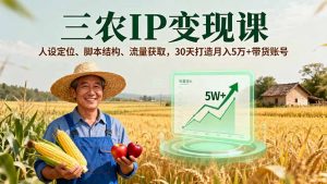 三农IP变现课,人设定位、脚本结构、流量获取,30天打造月入5万+带货账号-柯南聊项目