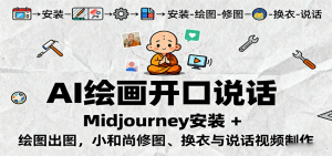 AI绘画开口说话，Midjourney安装 + 绘图出图，小和尚修图、换衣与说话视频制作-柯南聊项目