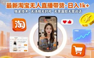 最新淘宝无人直播带货，日入1k+，独家技术，无违规无封号，无需露脸无需说话【揭秘】-柯南聊项目