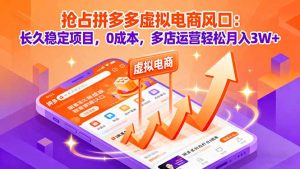 抢占拼多多虚拟电商风口:长久稳定项目,0成本,多店运营轻松月入3W+-柯南聊项目