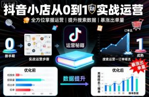 抖音小店从0到1实战运营，帮你全方位掌握小店运营，提升搜索数据与出单量-柯南聊项目