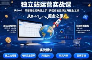 独立站运营实战课，从0到1，零基础也能快速上手，开启你的品牌出海掘金之旅-柯南聊项目
