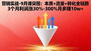 营销实战-9月突围课:本质+流量+转化全链路 3个月利润涨30%-300%月多赚10w+-柯南聊项目