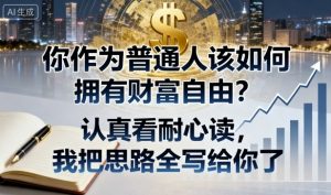 付费文章：你作为普通人该如何拥有财富自由？认真看耐心读，我把思路全写给你了-柯南聊项目
