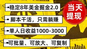 稳定8年美金掘金2.0脚本干活，只需躺赚。单人日收益1000-3000可批量、…-柯南聊项目