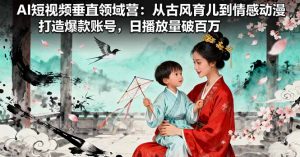 AI短视频垂直领域营：从古风育儿到情感动漫，打造爆款账号,日播放量破百万-柯南聊项目