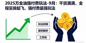 2025万金油强付费玩法-9月：干货满满，全程实操起飞，强付费最强玩法-柯南聊项目