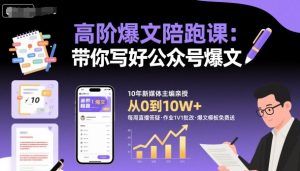 高阶爆文陪跑课，带你写好公众号爆文-柯南聊项目