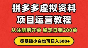 拼多多开店运营课程： 蓝海变现玩法，轻松实现睡后收入 零基础小白也可…-柯南聊项目