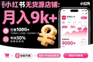 小红书无货源店铺项目，简单易上手，月入9k+，保姆级教程-柯南聊项目