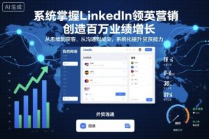 系统掌握LinkedIn领英营销，创造百万业绩增长，从思维到获客，从沟通到成交，系统化提升外贸能力-柯南聊项目