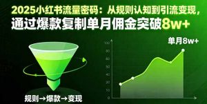 2025小红书流量密码：从规则认知到引流变现，通过爆款复制单月佣金突破8w+-柯南聊项目