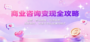 商业咨询变现全攻略：销售、营销思维，引流锁客，海报制作，快速打造私域赚钱模式-柯南聊项目