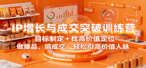 IP增长与成交突破训练营：目标制定+找高价值定位，做爆品、搞成交，轻松引高价值人脉-柯南聊项目