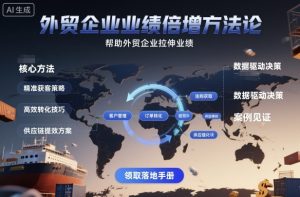 外贸企业业绩倍增方法论，帮助外贸企业拉伸业绩-柯南聊项目