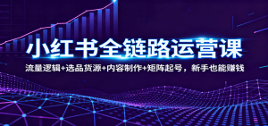 小红书全链路运营课：流量逻辑+选品货源+内容制作+矩阵起号，新手也能赚钱-柯南聊项目