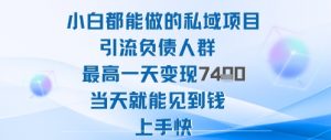2025年小白都能做的私域项目引流负债人群最高一天变现1k+高变现难度低当天就能见到钱上手快-柯南聊项目