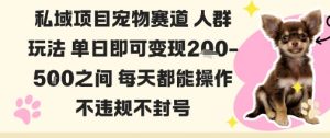私域宠物项目赛道人群玩法单日即可变现2-5张之间每天都能操作不违规不封号-柯南聊项目