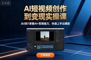 AI短视频创作到变现实操课，从0到1掌握AI+剪辑能力，快速上手出爆款(更新10月)-柯南聊项目