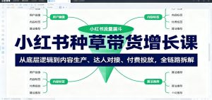 小红书种草带货增长课：从底层逻辑到内容生产、达人对接、付费投放，全链路拆解-柯南聊项目