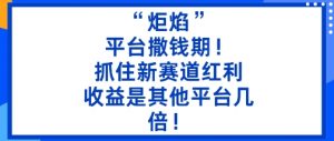 “炬焰”：平台撒钱期！抓住新赛道红利，5分钟二创内容，收益是其他平台几倍！-柯南聊项目